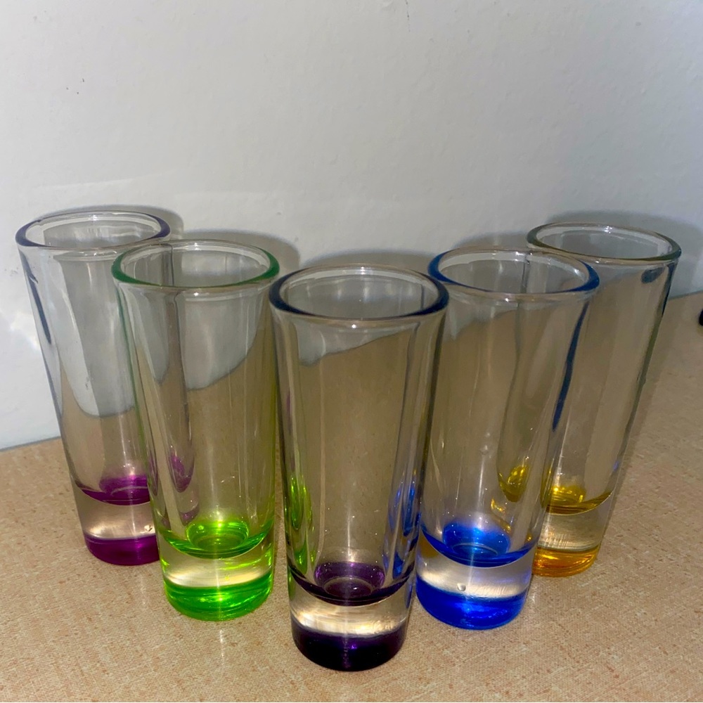 5 multicolored shot glasses